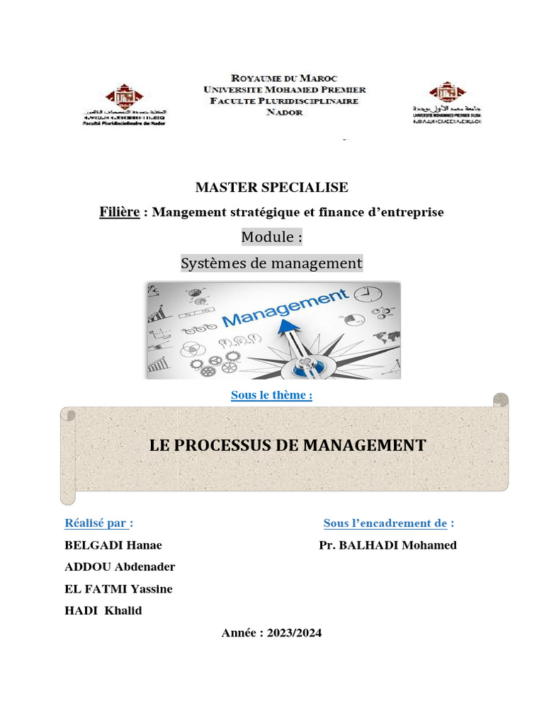 Processus de Management en Entreprise | PDF | Business | Planification