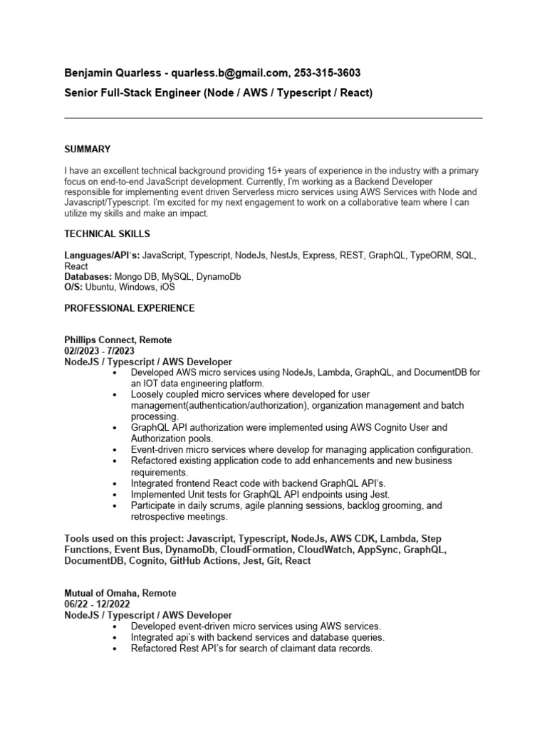 2023-Benjamin Quarless Typescript Node AWS-Modis | PDF | Java Script ...
