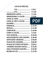 Lista de Precios