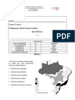 Primeira Avaliação de Geografia 7° Ano