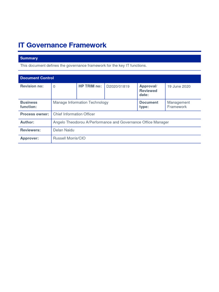 Transgrid - IT Governance Framework - 19 Jun 2020 - PUBLIC | PDF ...