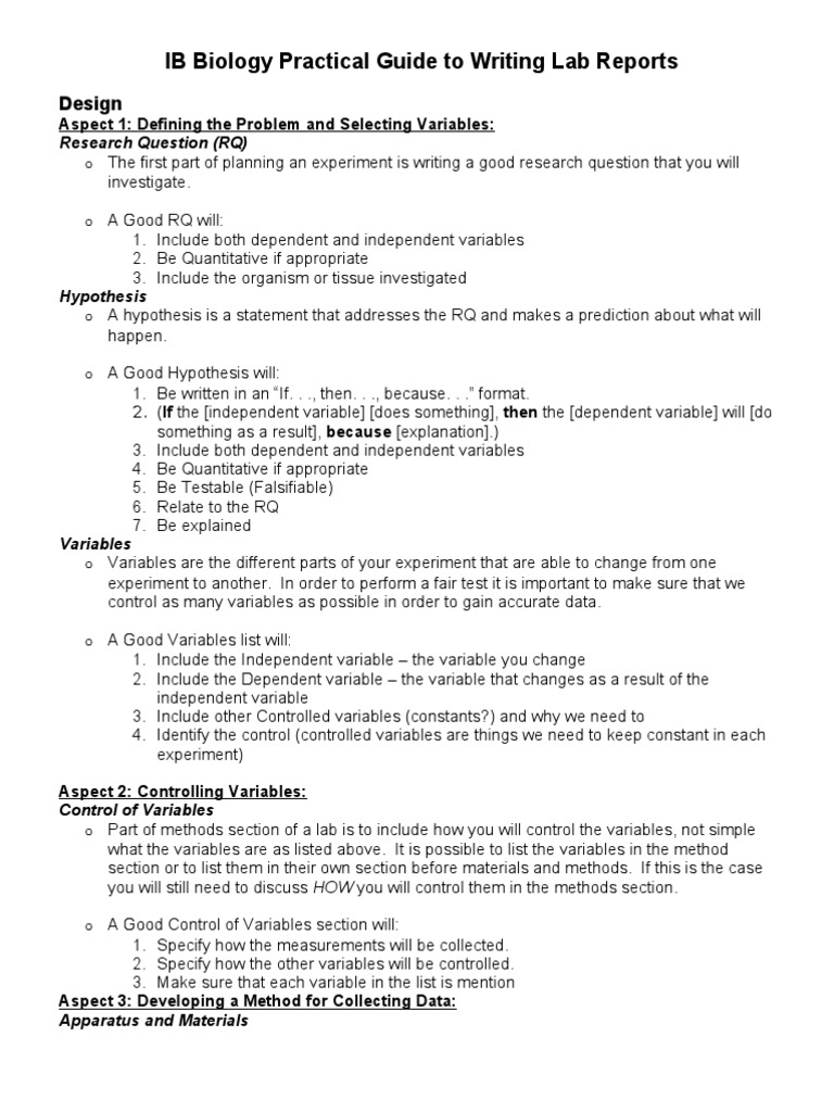 IB Biology Lab Report Writing Guide | PDF | Experiment | Uncertainty