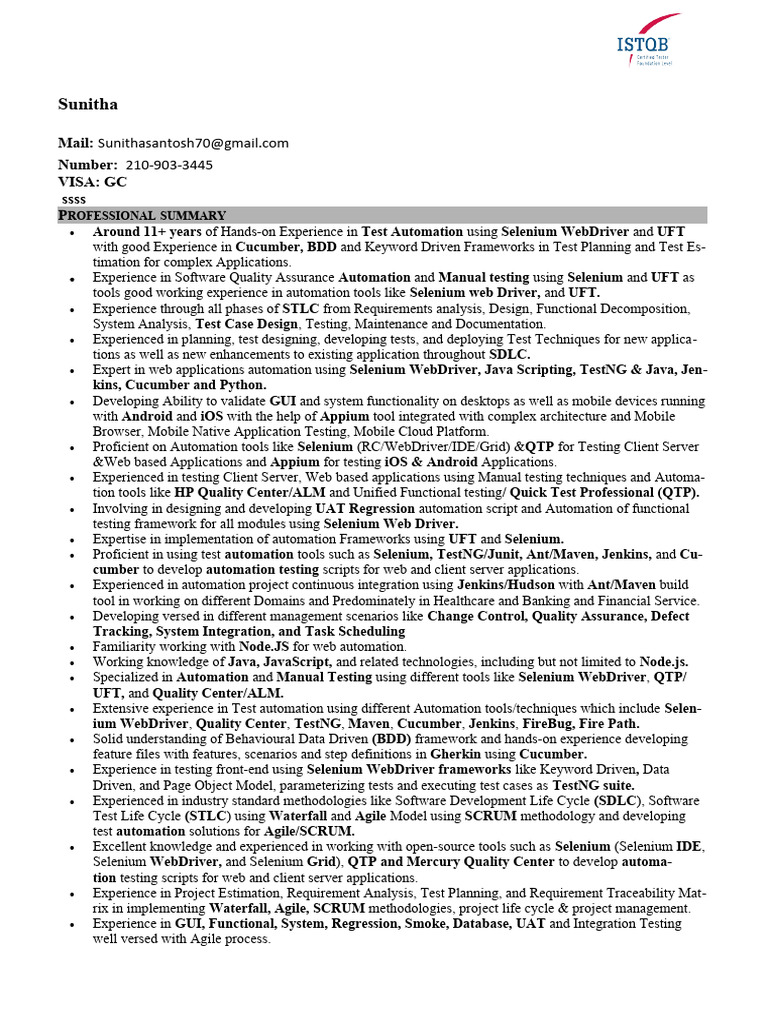 Expert QA Automation Engineer Resume | PDF | Selenium (Software ...