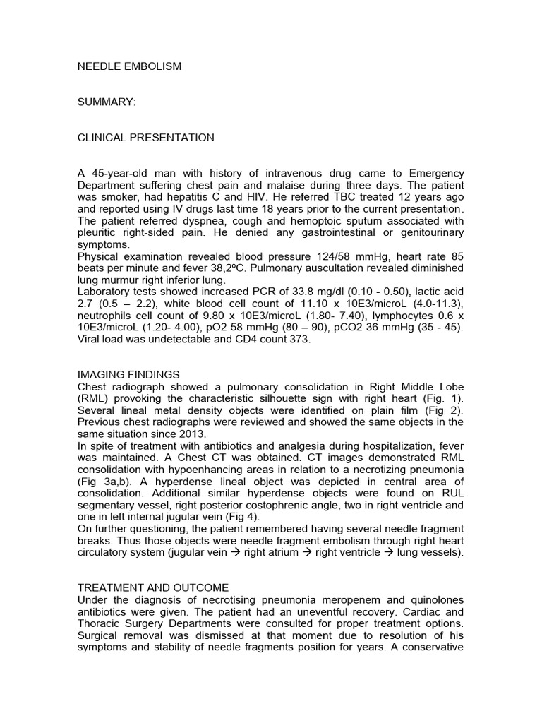 Case Report Needle 26-1-16 | PDF | Heart | Pneumonia