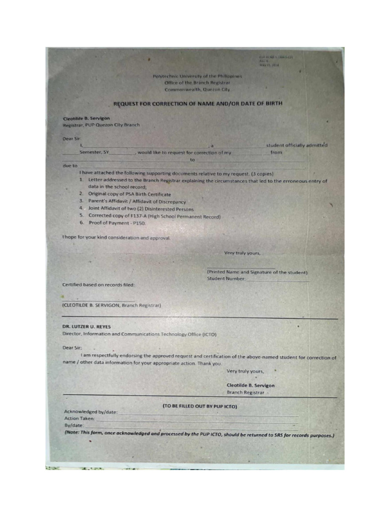 School Form For Affidavit of Discrepancy | PDF