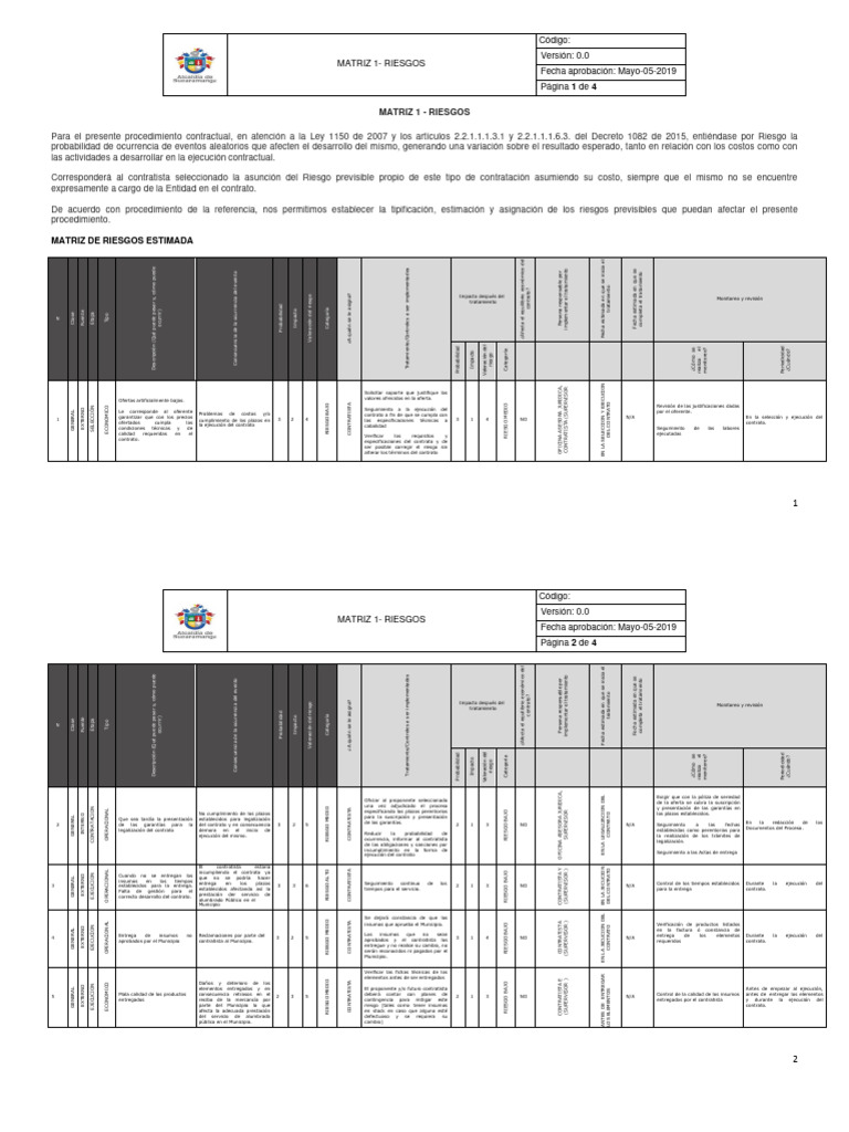 Matriz de Riesgos en Contratación Pública | PDF | Riesgo | Probabilidad