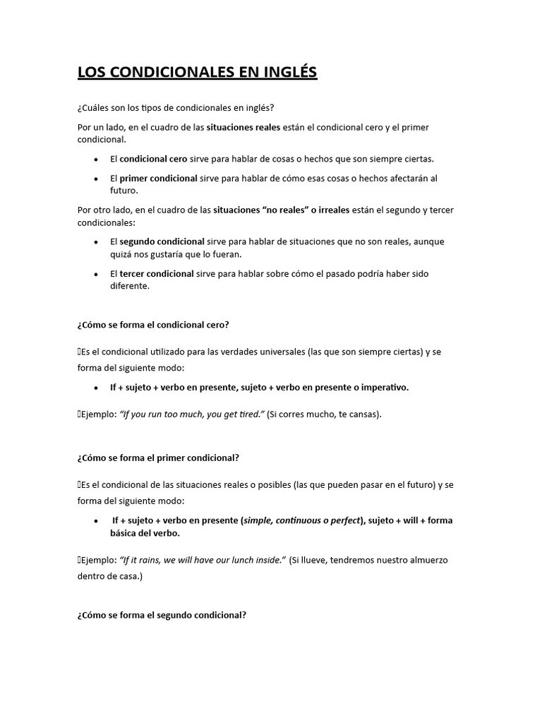 LOS CONDICIONALES EN INGLÉS | PDF | Verbo | Lingüística