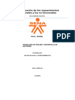 Especificación de los requerimientos funcionales y los no funcionales