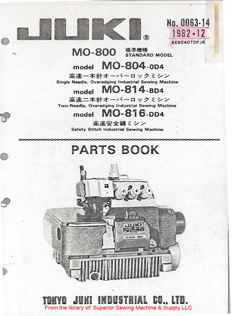 Juki MO-804-OD4 MO-814-BD4 MO-816-DD4 | PDF | Sewing Machine