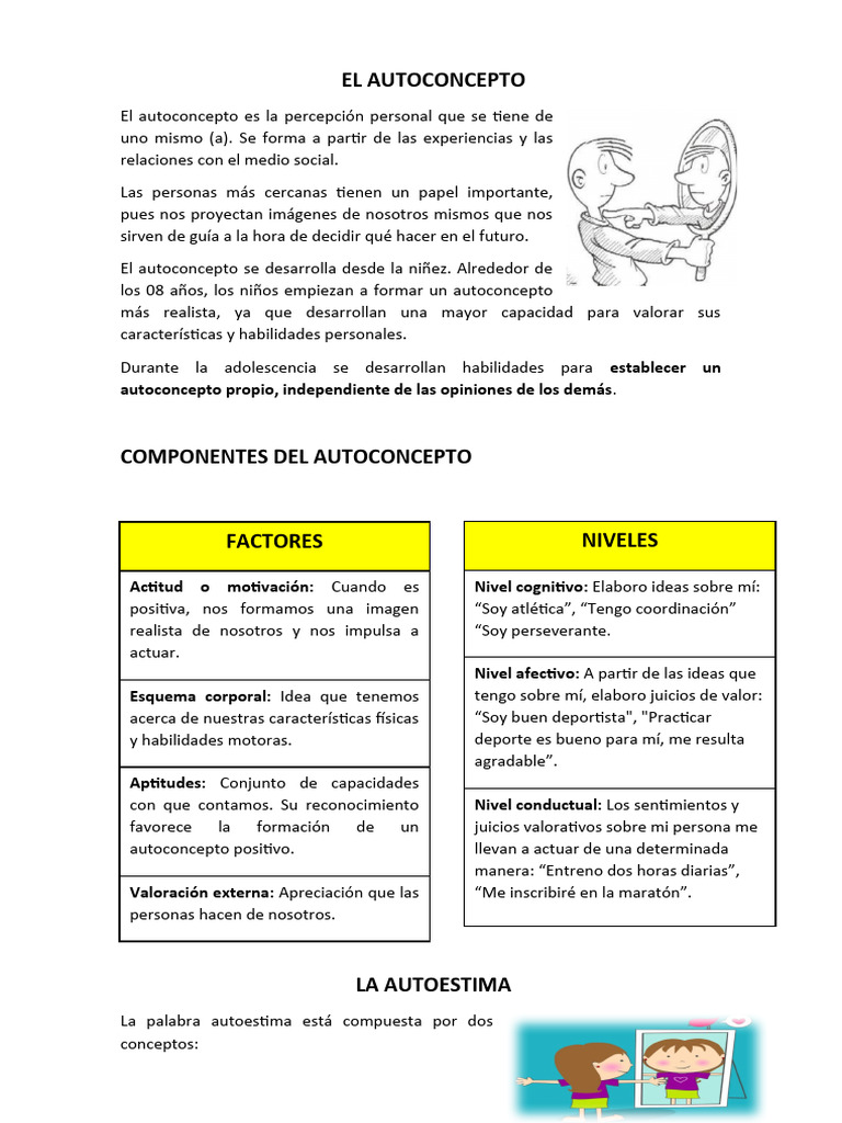 El Autoconcepto Y Autoestima Pdf Autoestima Autoconcepto