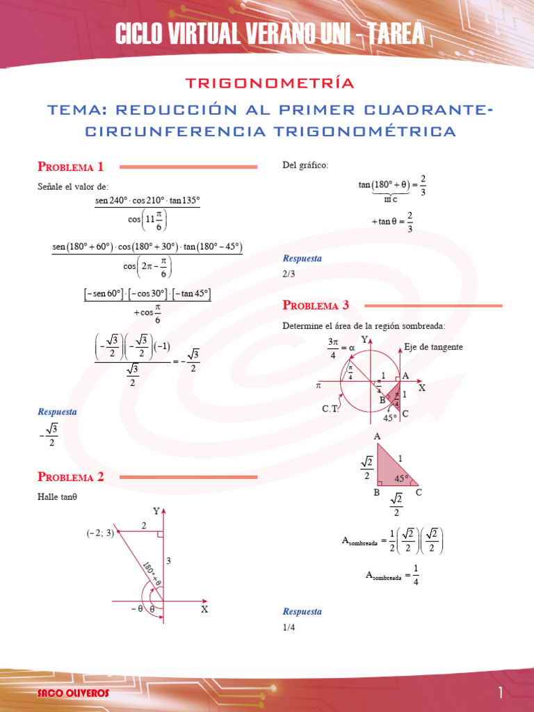 4 Trig Cap3 V UNI Tarea | PDF | Pi | Trigonometría