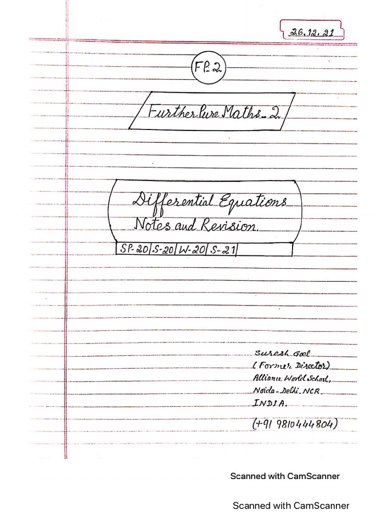 Fp2 Differential Equations Notes and Revision | PDF