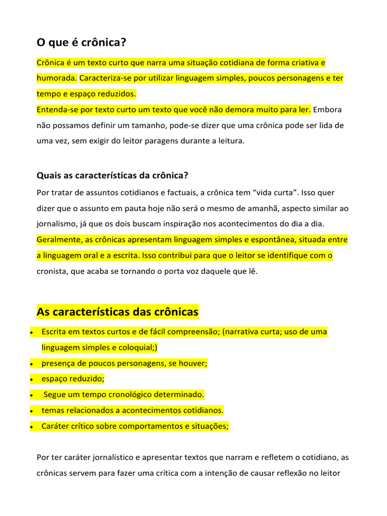 AULA - O Que É Crônica | PDF | Narrativa