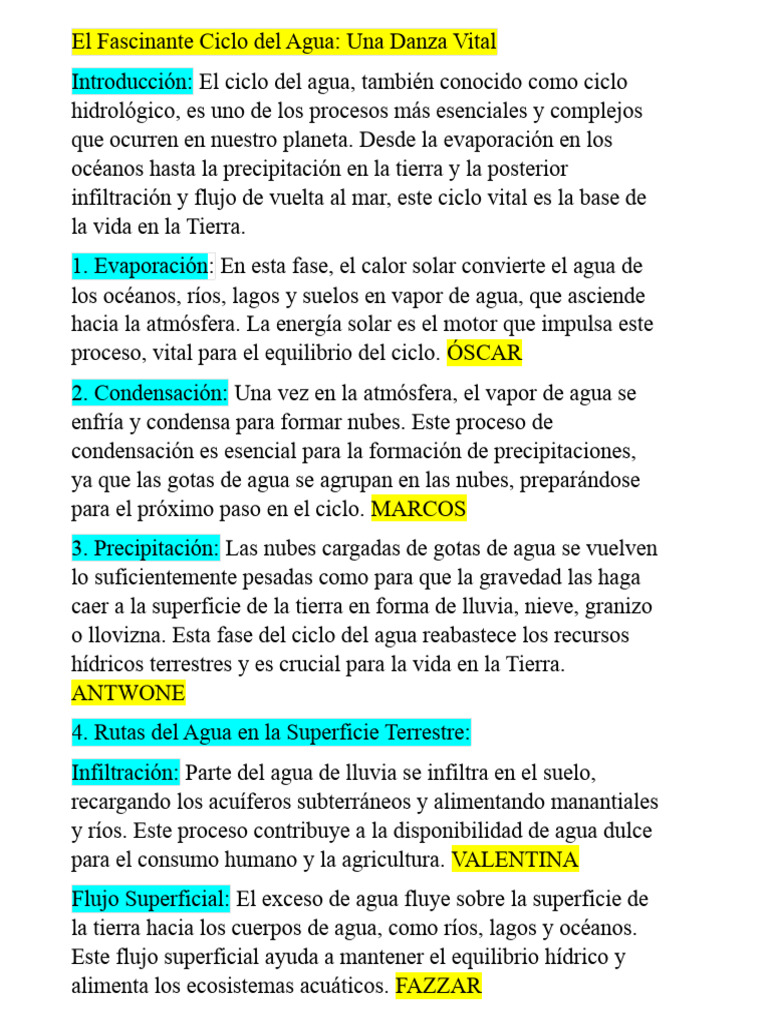 El Fascinante Ciclo Del Agua - Docx23 | PDF | Agua | El ciclo del agua