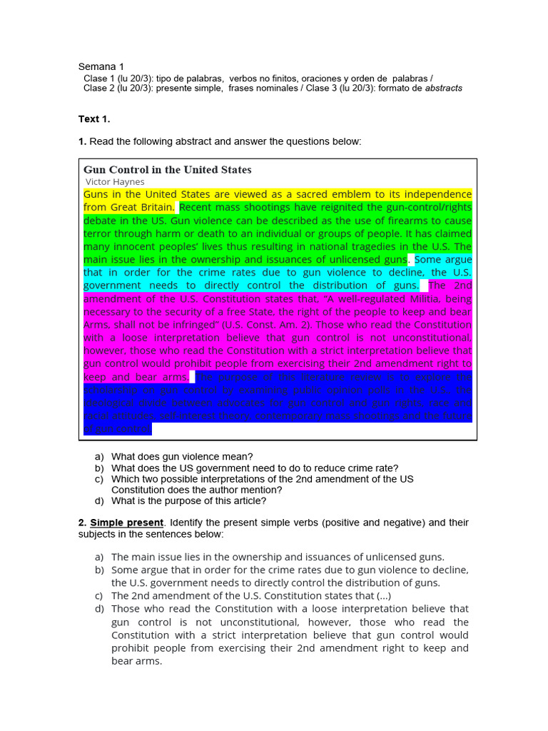 Gun Control: Abstract Analysis and Grammar | PDF | Gun Politics In The ...