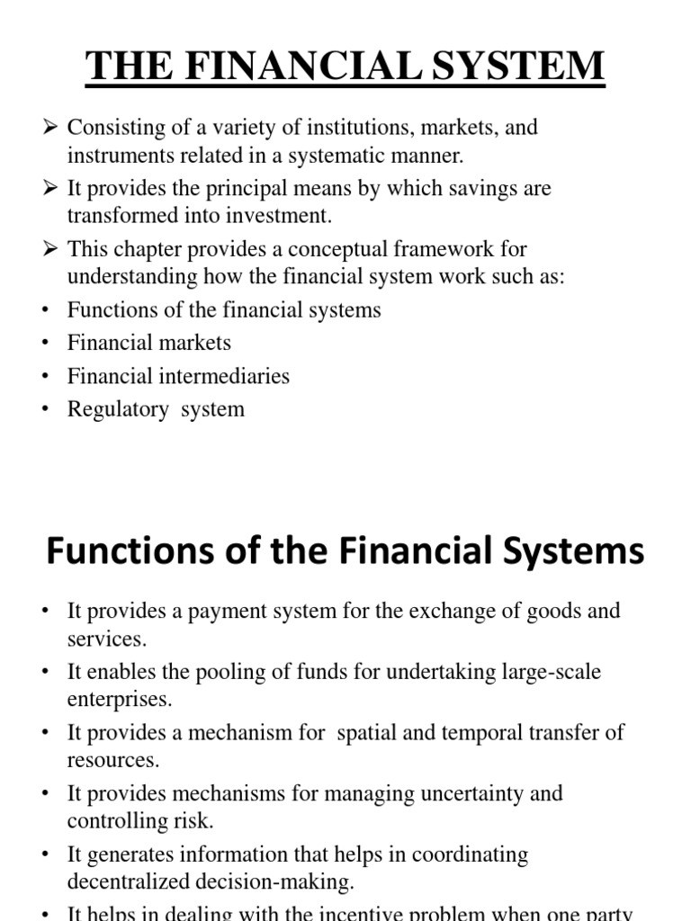 Functions of the Financial System | PDF | Financial Markets ...