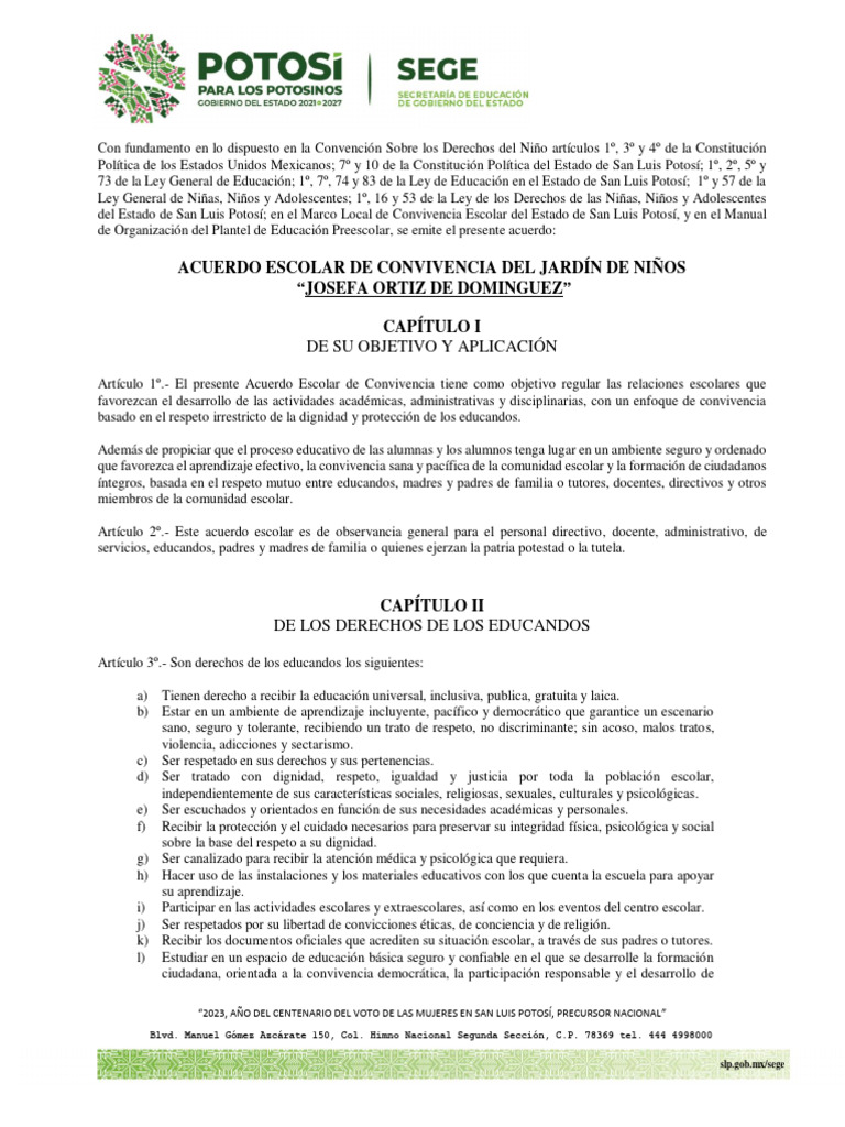Acuerdo de Convivencia Escolar 2023 | PDF | Escuelas | Enseñando