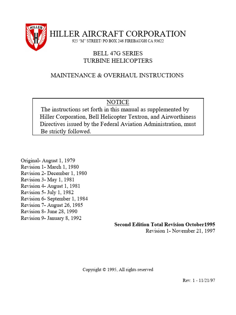 B47G Mantenance and Overhual Manual HAC | PDF | Helicopter Rotor ...