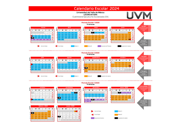Calendario UVM No Escolarizado PDF Estaciones