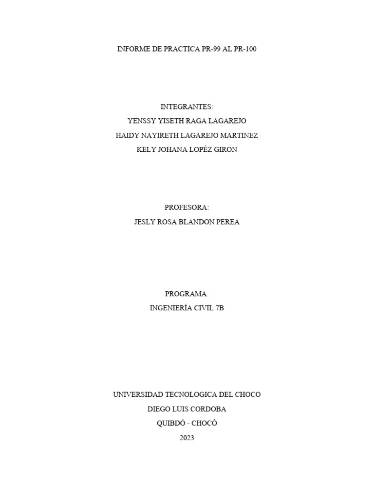 Informe de practica pr 99 al pr 100 1 1 descargar gratis pdf