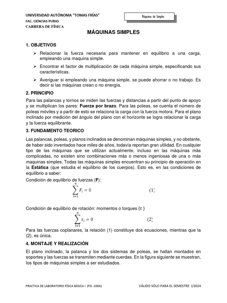 08 Maquinas Simples Pdf Fuerza Palanca
