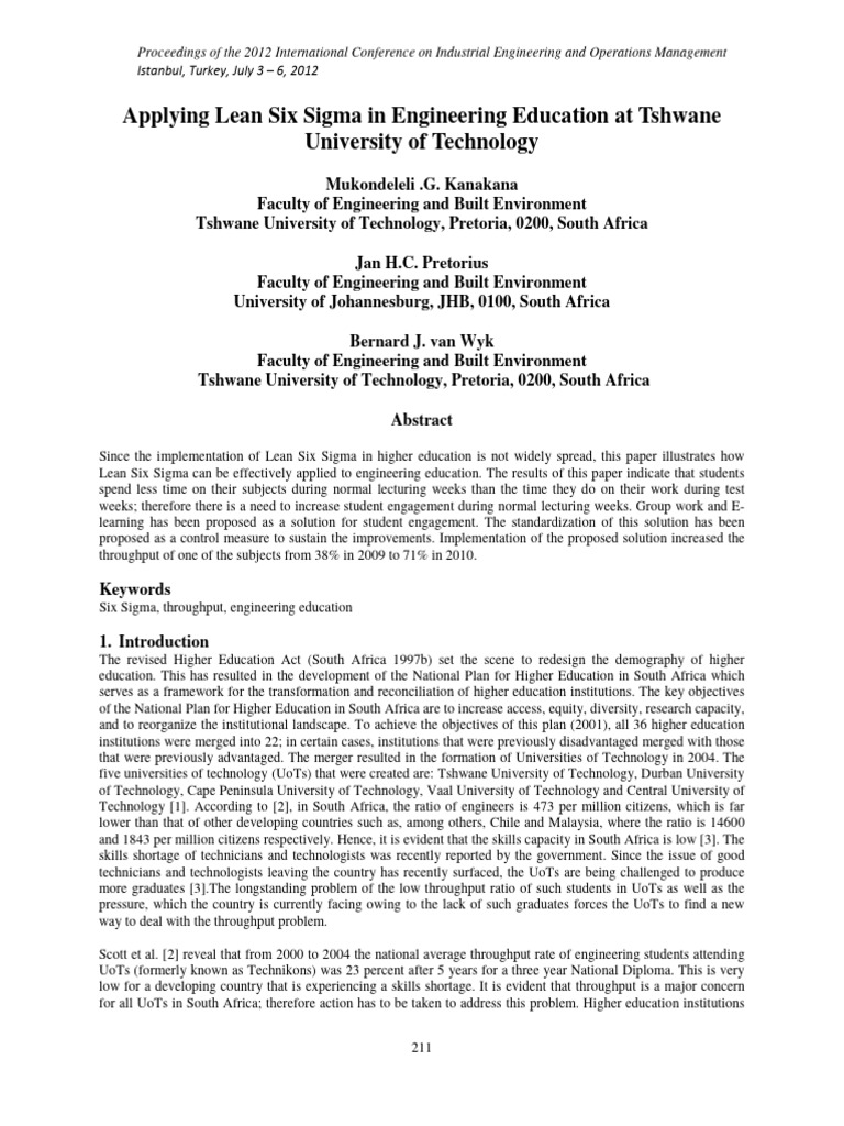applying-lean-six-sigma-in-engineering-education-at-tshwane-university