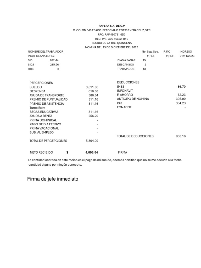 Recibos de Nomina Diciembre2023-Marzo 2024 | PDF