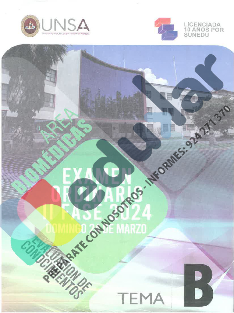Examen de Admisión Ordinario II Fase 2024 | PDF
