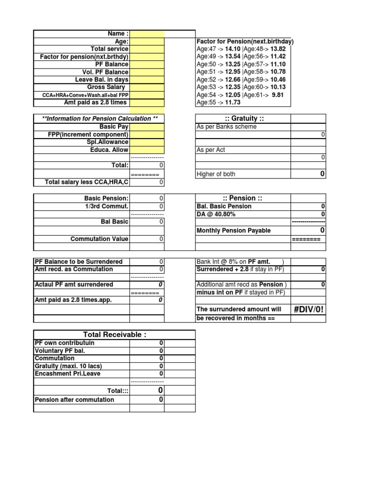 Retirement Master Calculations Sheet | PDF