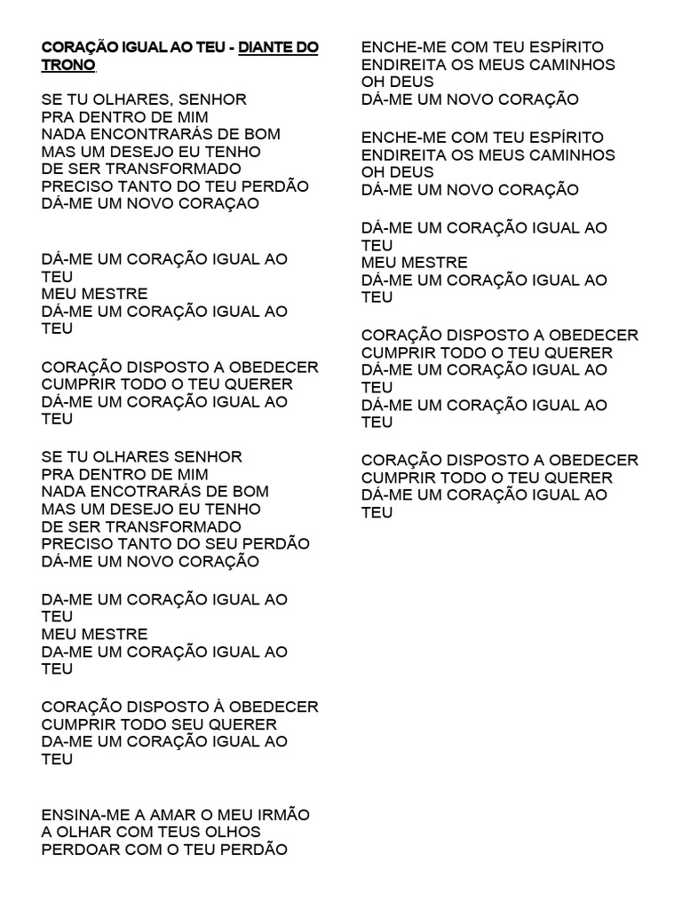 Coração Igual Ao Teu Pdf