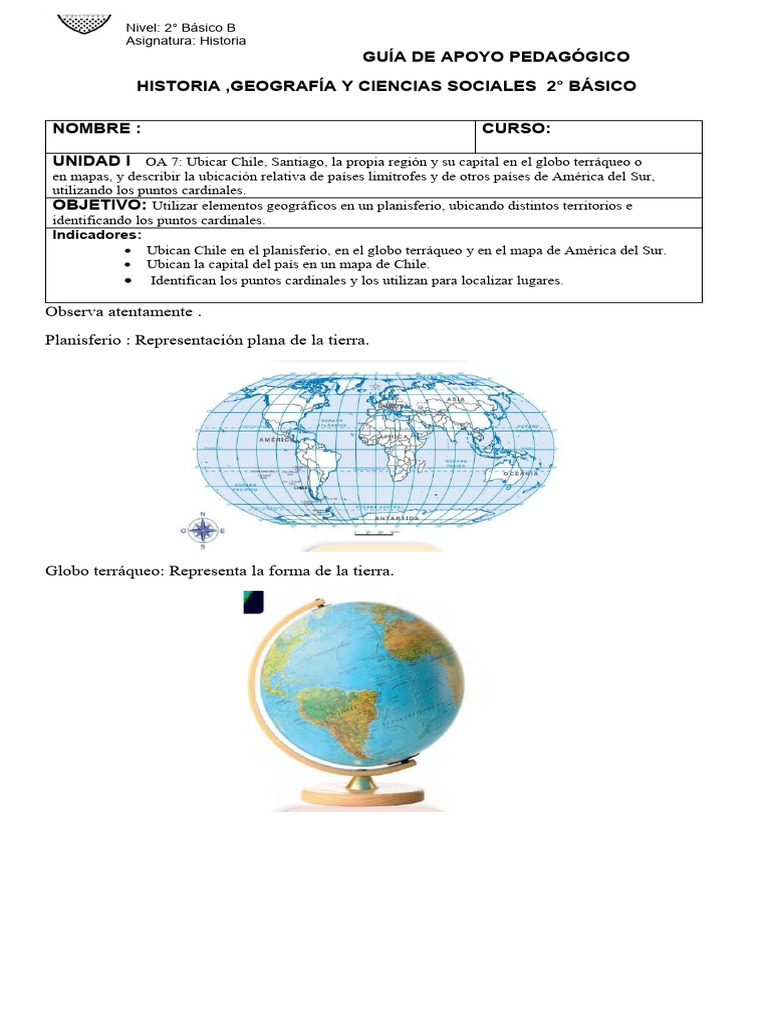 2 Básico Historia Guía Localización De Chile Pdf