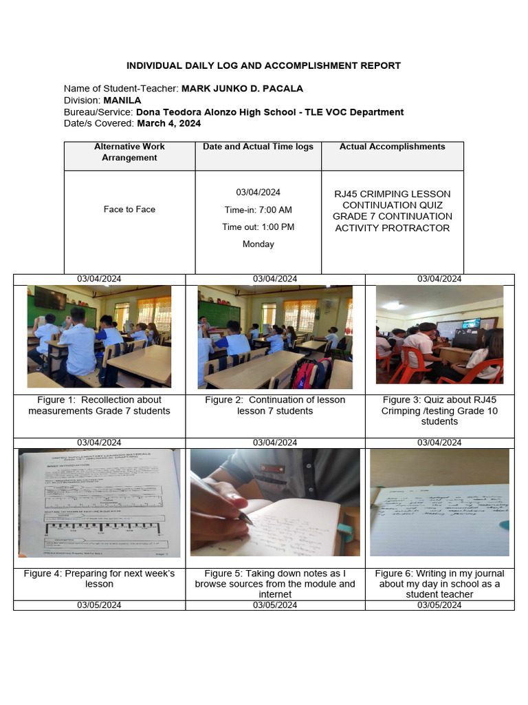 Daily Log and Accomplishments Report | PDF