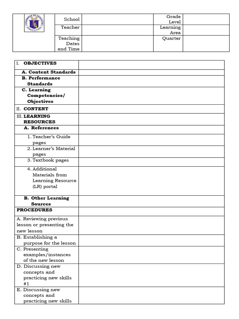 Lesson Plan Template for Teachers | PDF