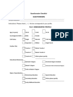 Appendix B-Questionnaire Checklist