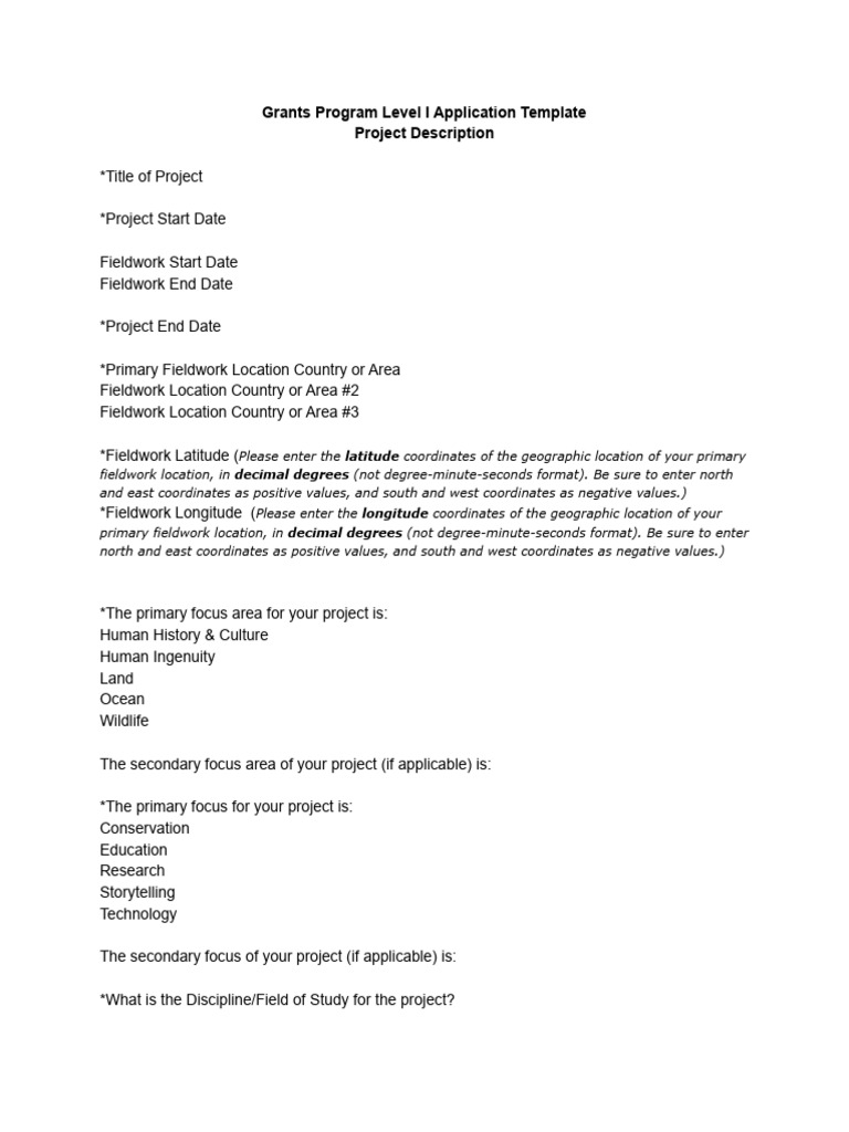Level I Grants Application Template | PDF | Office Of Foreign Assets ...