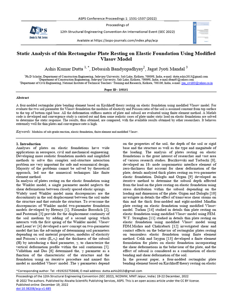 Static Analysis of Rectangular Plates | PDF | Bending | Deformation ...