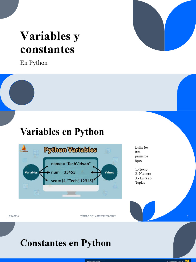 Variables y constantes en python y c++ | PDF | Variable (informática ...
