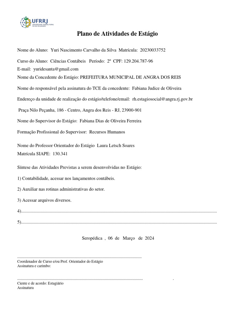 Plano de atividades de estagio 2 pdf