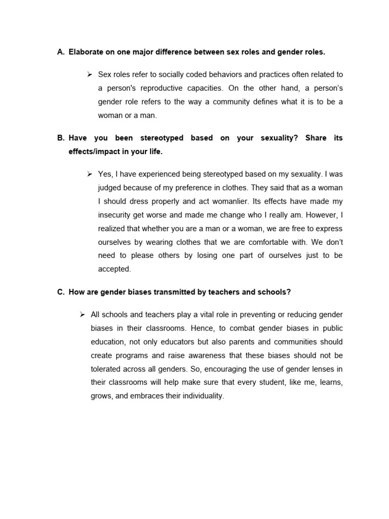 Understanding Sex and Gender Roles | PDF | Social Science