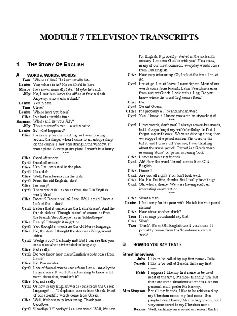 Modules 7-9. Television Transcripts | PDF | Plymouth Colony | Pilgrim ...