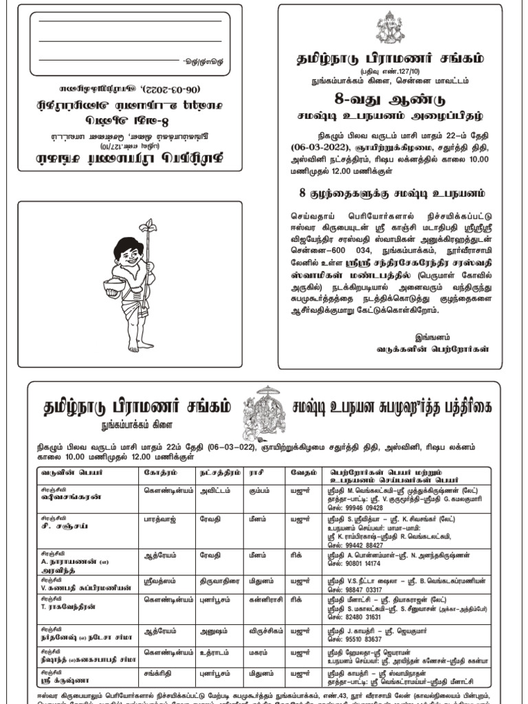 Samasti Upanayanam 20240411 | PDF
