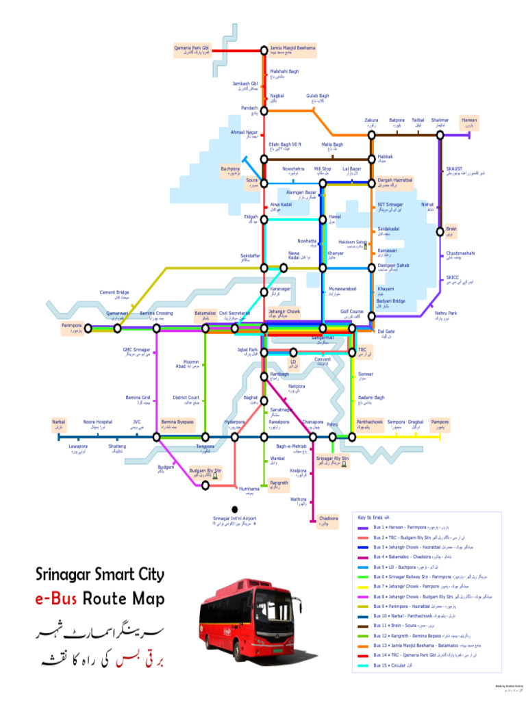 Srinagar Smart EBus Transit Map سرینگر سمارٹ برقی بس نقشہ | PDF