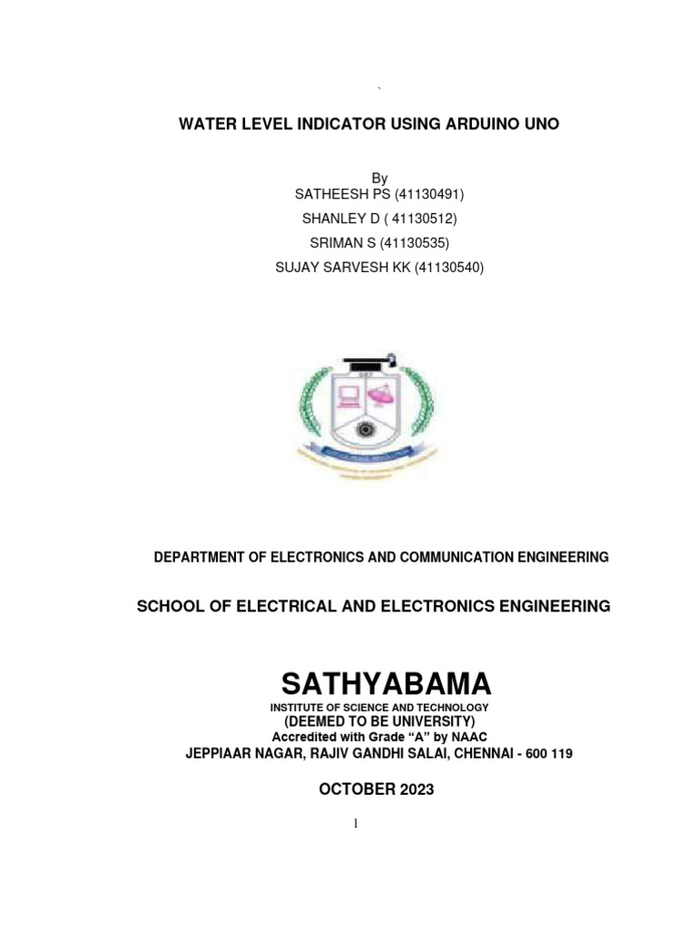 Water Level Indicator Using Arduino Uno | PDF | Computer Engineering ...