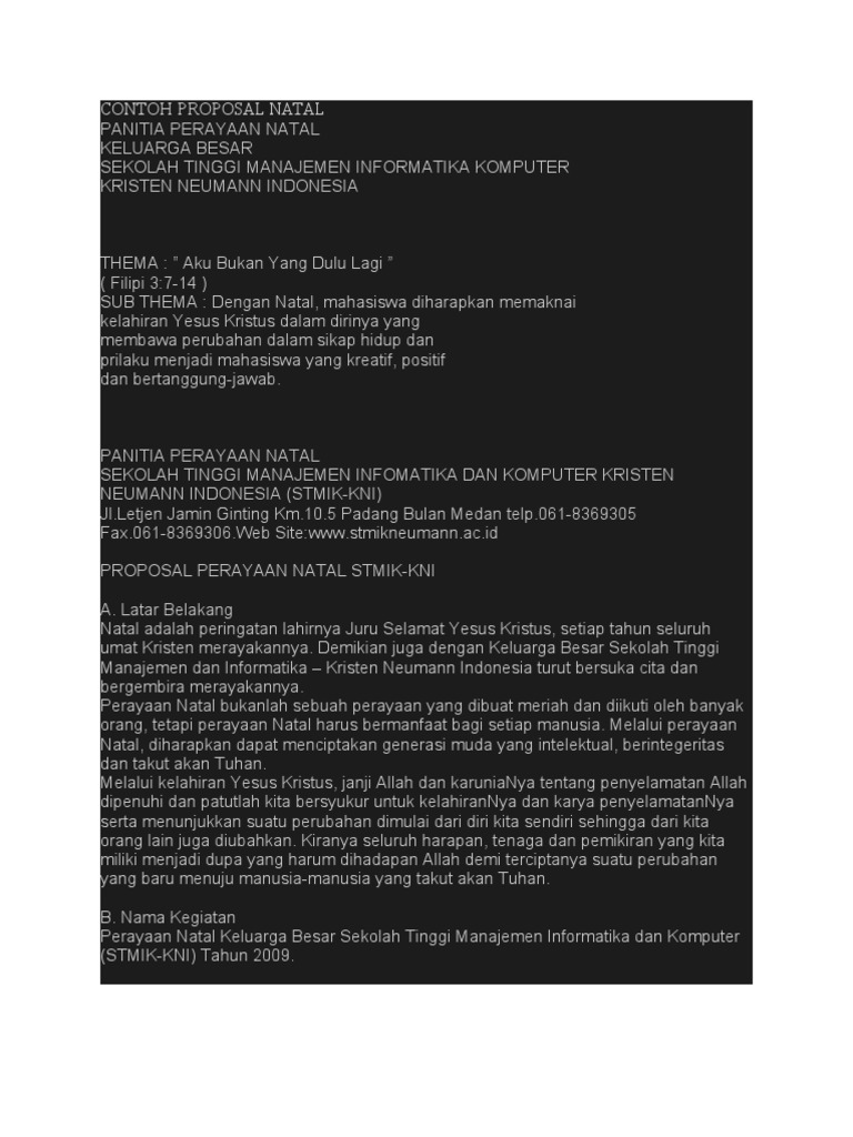 Contoh Proposal Natal Yayasan