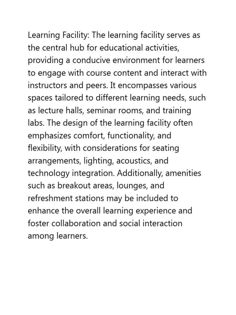 Learning Facility | PDF
