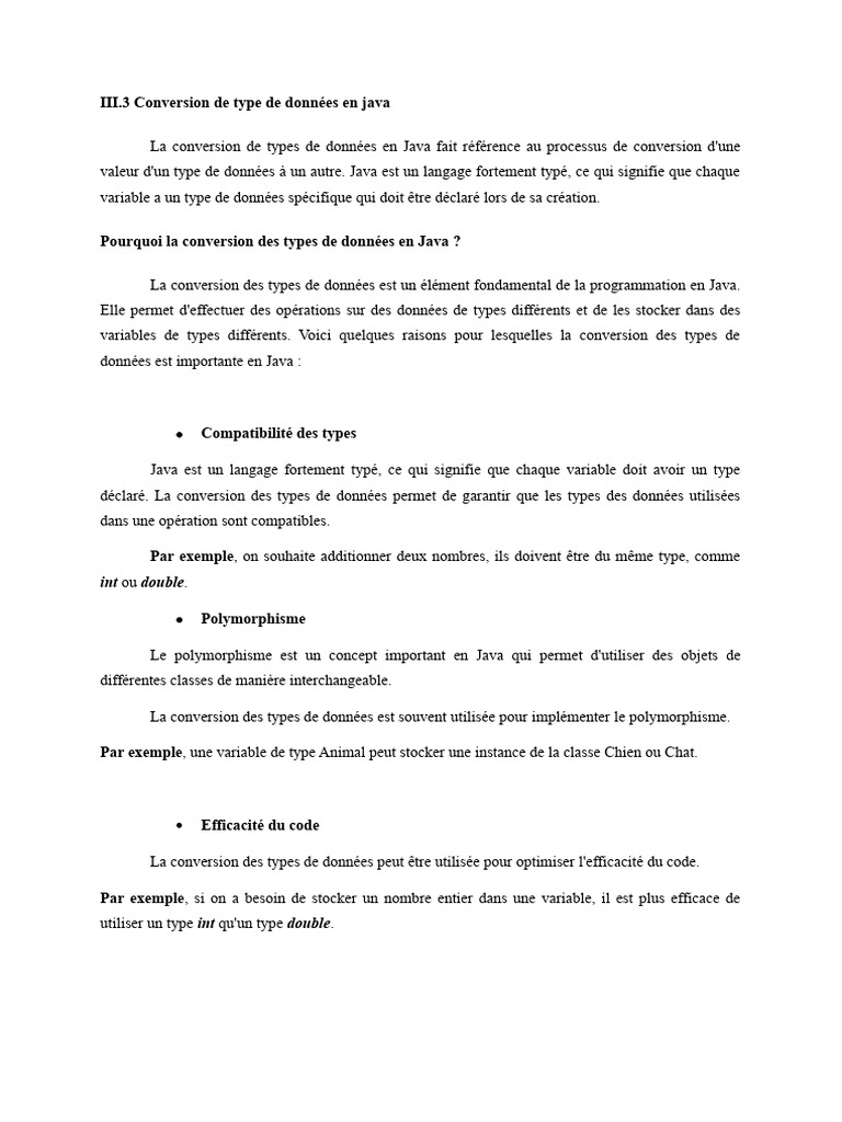 Conversion de données en Java | PDF | Java (Langage de programmation ...
