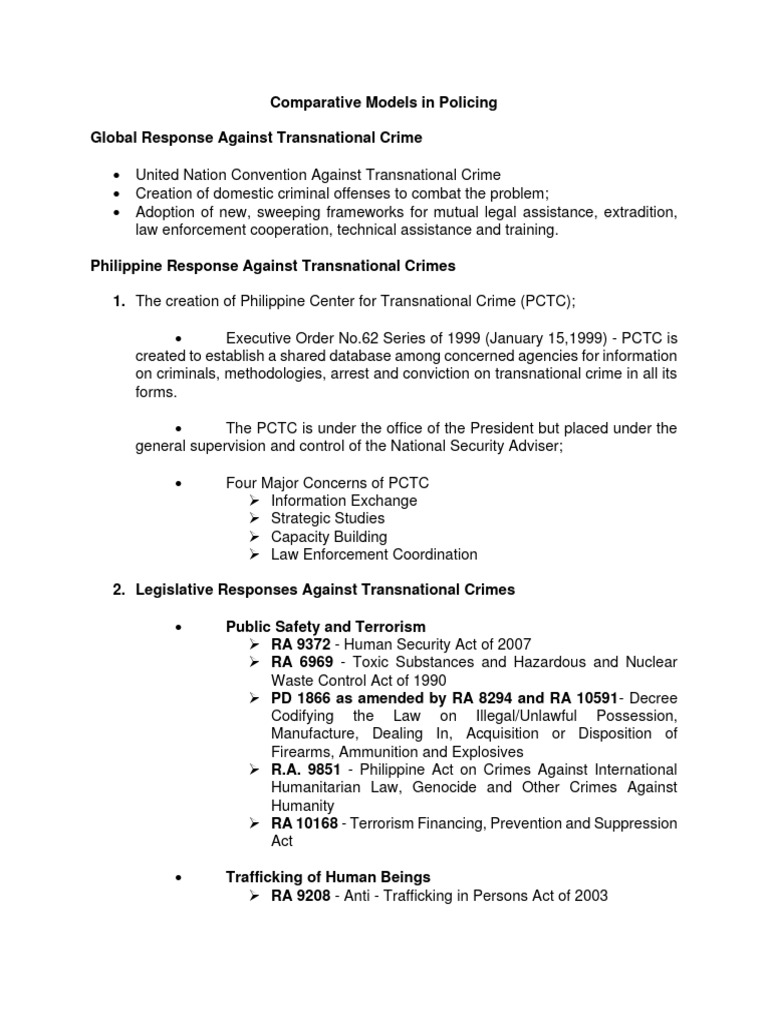Topic 4 Comparative Models In Policing Pdf Police Judiciaries