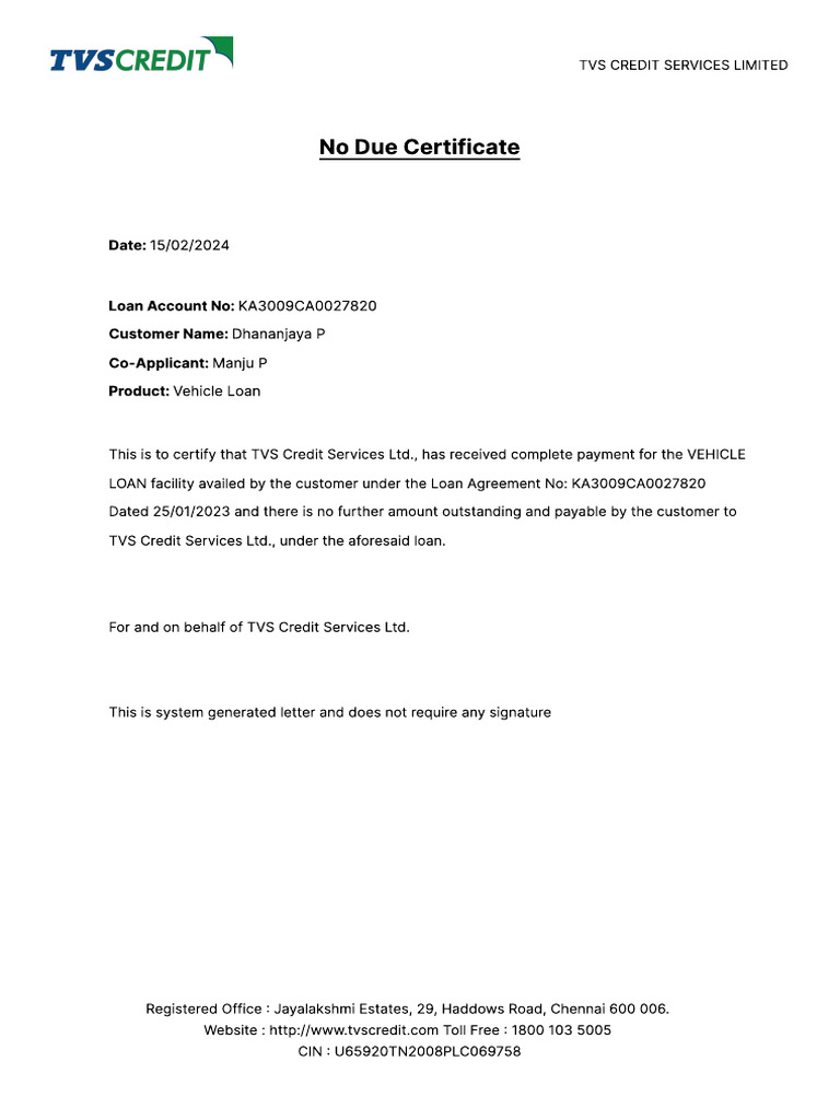 no-due-certificate-tvs-credit-services-limited-pdf
