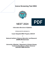 NEST 2024: National Entrance Screening Test 2024