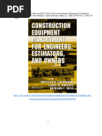 Construction Equipment Managementfor Engineers Estimatorsand Construction Managers